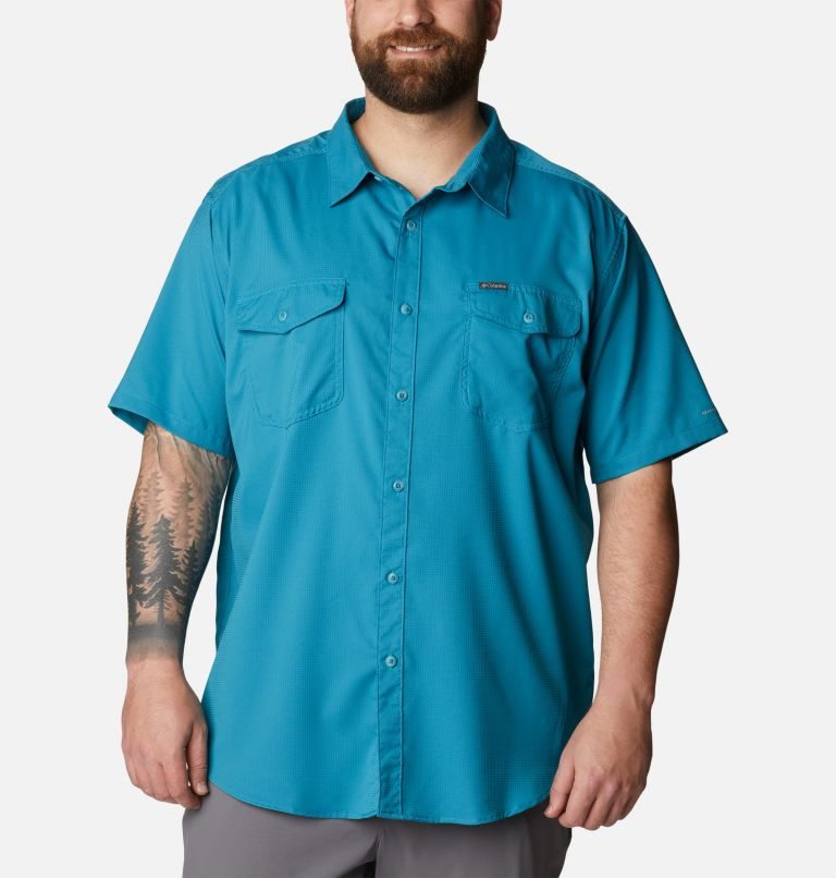 Men\'s Columbia Utilizer II Solid Short Sleeve Shirts Turquoise | Plus Size CA-K1845